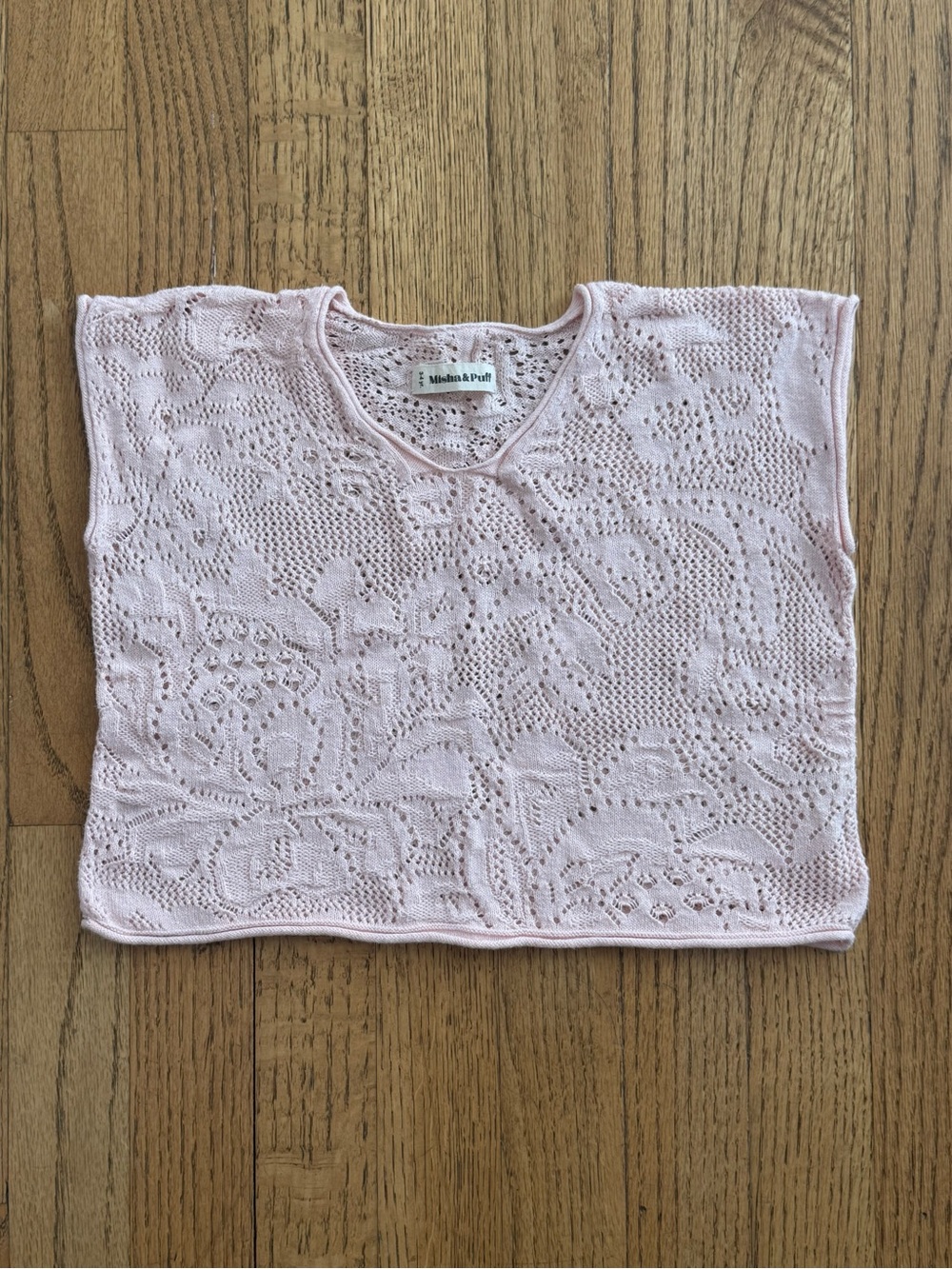 Misha & Puff English Rose Pink Knit Lace Top 3/4 years EUC